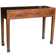 Antique Elm Three Drawers Hall/Console Table