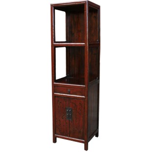 Chinese Red Slim Display Cabinet