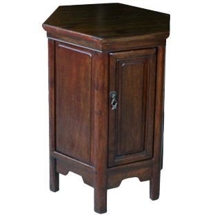 Brown Natural Elm Hexagon Bedside Table