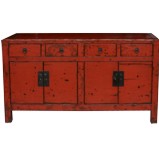 Antique Chinese Red Patina Sideboard