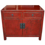 Chinese Antique Red Cabinet with Patina