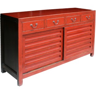 Red Japanese Style Mizuya Sideboard