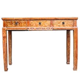 Chinese Antique Elm Desk/Console Table with Carvings