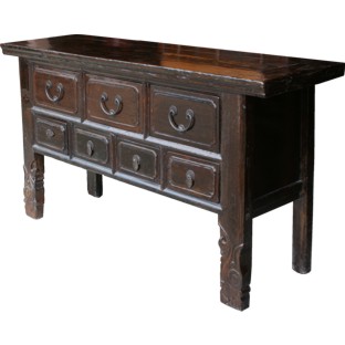 Dark Brown Multi-Drawer Console Table