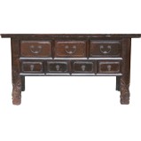 Dark Brown Multi-Drawer Console Table