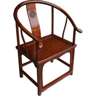 Brown Chinese Horseshoe Armchair