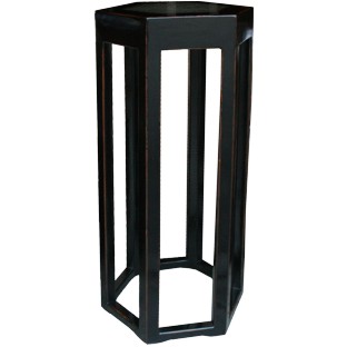 Black Stone Inlay Side Table Hexagon/Plant Table
