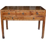Antique Elm 5 Drawers Table Desk