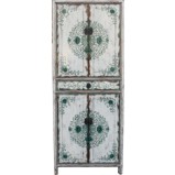 Chinese Tibetan Cabinet with Flora Painting Light Dove