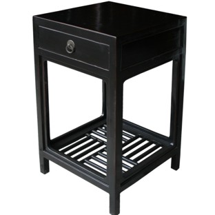 Black Lacquer Tea Table/Plant Table with Lattice Panel