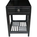 Black Lacquer Tea Table/Plant Table with Lattice Panel