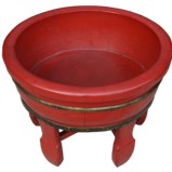 Red Chinese Wood Basin with Stand