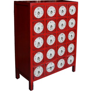 Red Chinese Medicine Herb Cabinet