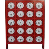 Red Chinese Medicine Herb Cabinet