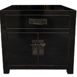 Black Lacquered Chinese Bedside Table 