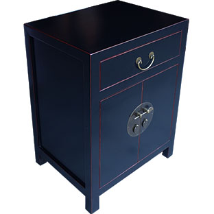 Black Lacquered Chinese Bedside Table Large