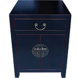 Black Lacquered Chinese Bedside Table Large