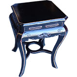 Square Black Stool with Carved Legs 