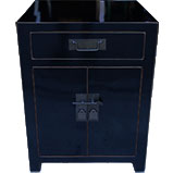 Black Lacquered Chinese Bedside Table One Draw Two Doors