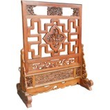 Oriental Carved Screen with Stand