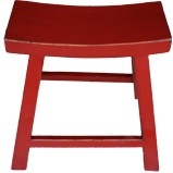 Red Lacquered Farmer Wood Stool