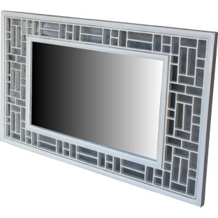 White Lattice Design Rectangular Mirror - Horizontal