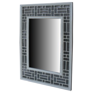 White Lattice Design Rectangular Mirror - Vertical