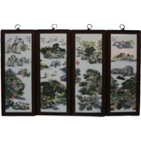 Chinese Wall Hanging Wood Panels Mountain Scene