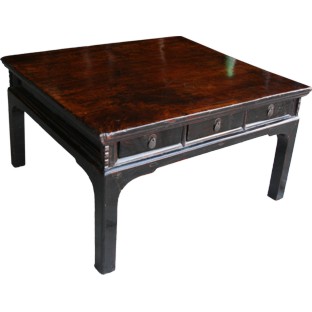 Chinese Brown Double Sided Drawers Coffee Table