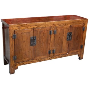 Antique Manchurian Elm Lacquered Sideboard