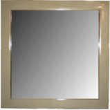 White Lacquer Wood Frame Square Mirror