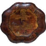 Brown Chinese Painted Wood Plate