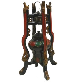 Imperial Wood Decor Jar with Dragon Stand