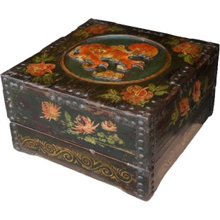 Original Chinese Square Storage Wood Box with Carvings