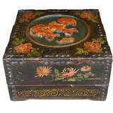 Original Chinese Square Storage Wood Box with Carvings