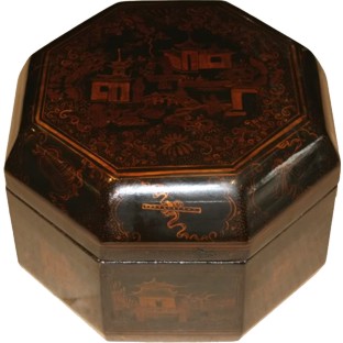 Octagon Black Lacquer Box
