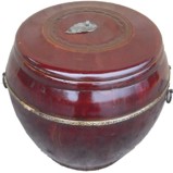 Maroon Original Round Wood Box with Lid