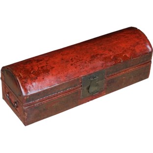 Antique Red Painted Leather Box