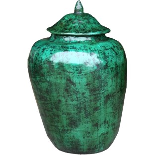 Green Decorative Ginger Jar with Lid