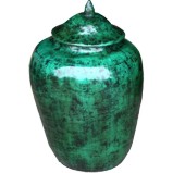 Green Decorative Ginger Jar with Lid