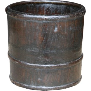Antique Chinese Brown Rice Bucket