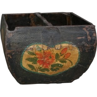 Primitive Wood Basket Rice Measure