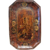 Antique Wood Plate with Painting