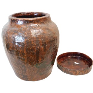 Brown Decor Ginger Jar with Lid