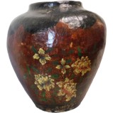 Brown Flora Painted Ginger Jar
