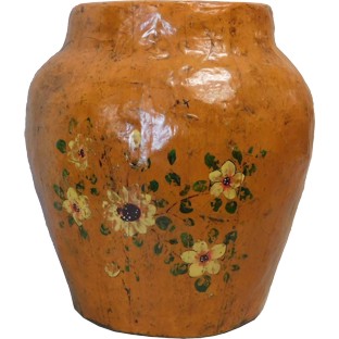 Yellow Flora Painted Ginger Jar