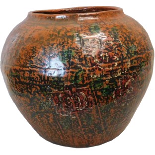 Brown Chinese Painted Decor Ginger Jar