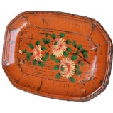 Orange Wood Display Plate with Painting