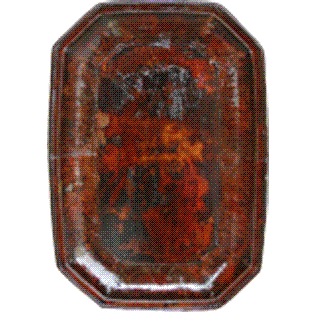 Antique Wood Plate with Painting