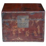 Red Painted Storage Box with Gold Painting
